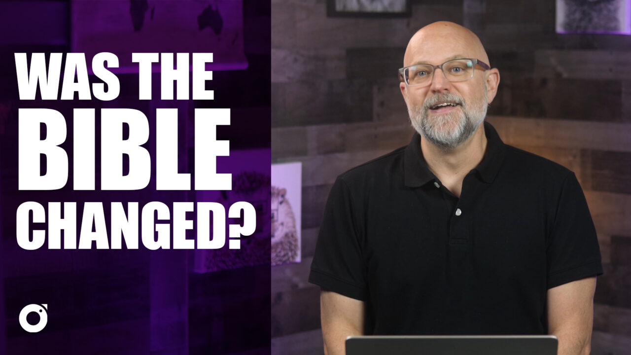 Image of pastor showing the question “Can We Trust the Bible We Have?”